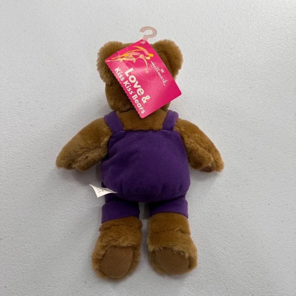 Vintage Hallmark Love & Kiss Bears Plush Heart Embroidery Magnetic Nose 1999‎